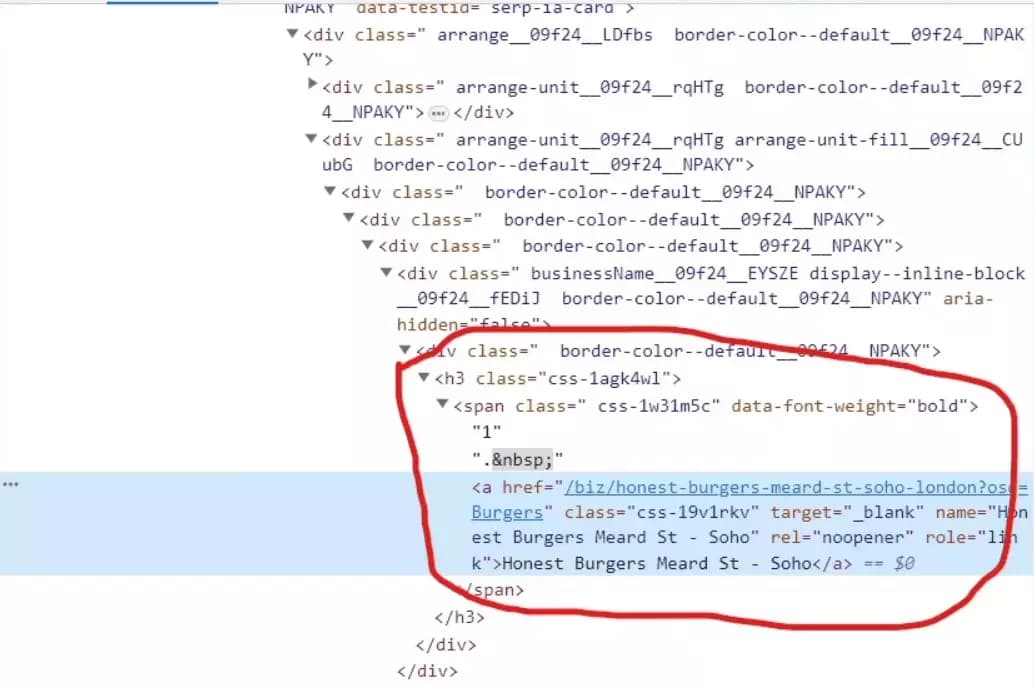 Extracting name and URL