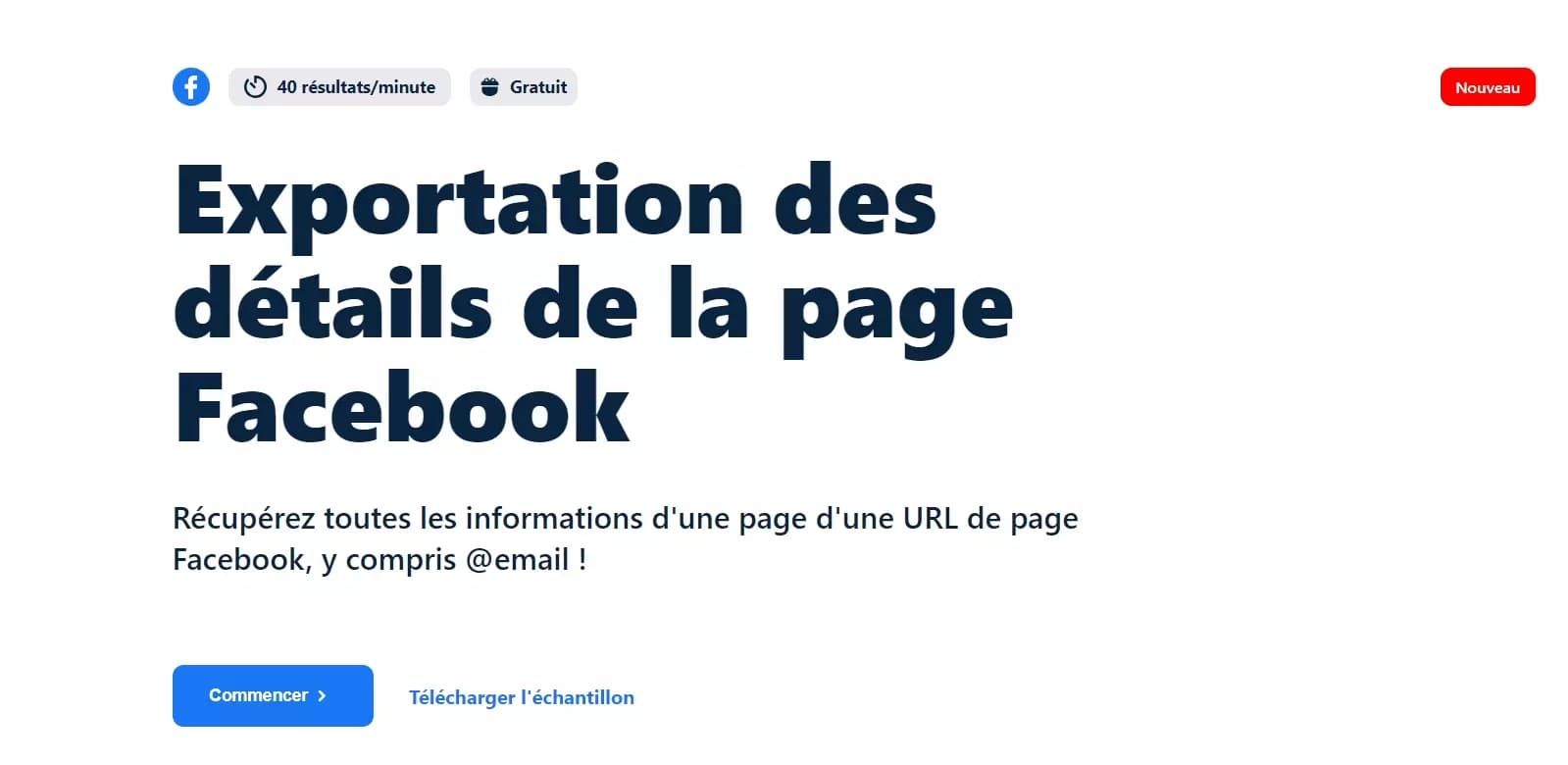 Exportation des détails de la page Facebook