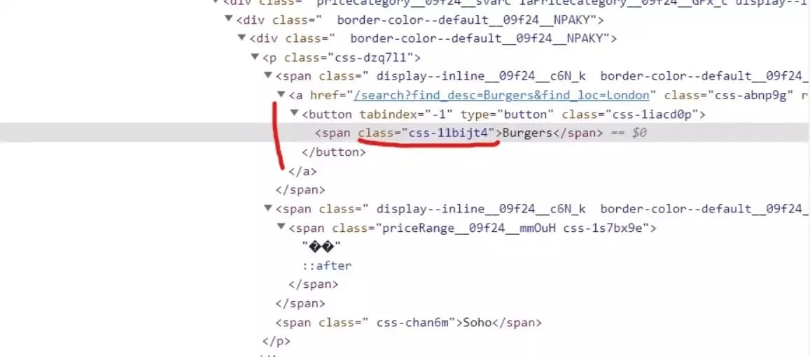 Extracting restaurant category