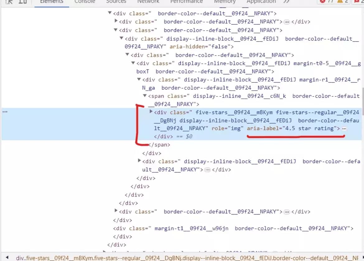 Extracting business ratings