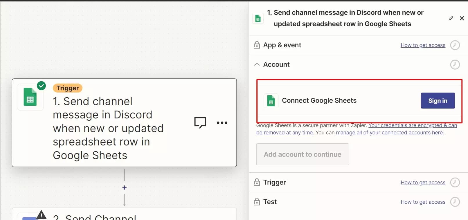 Connect Google Sheet + Zapier