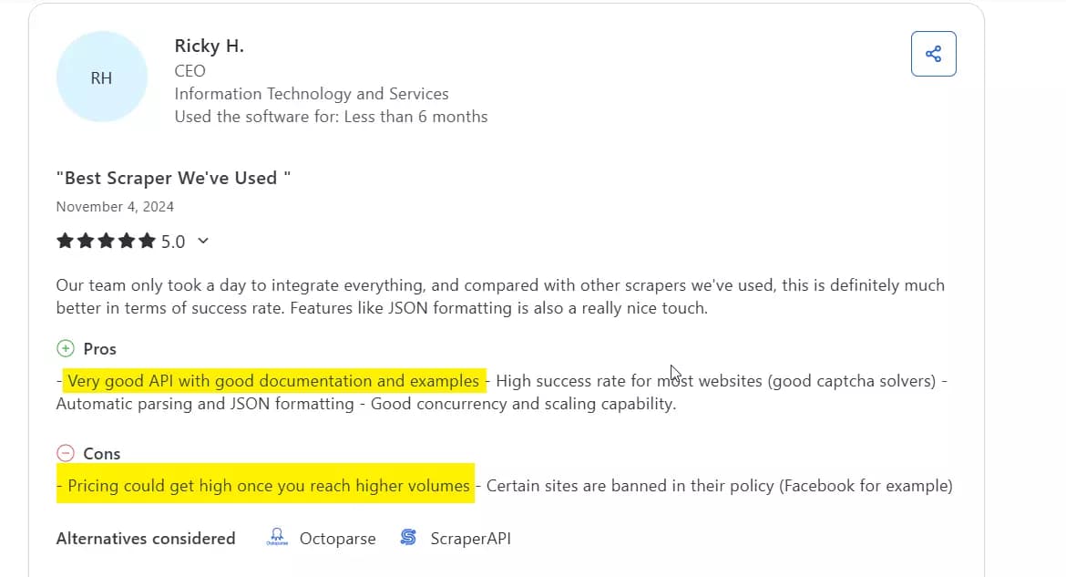 5 Best Google rank tracking APIs compared - What do users say? image24