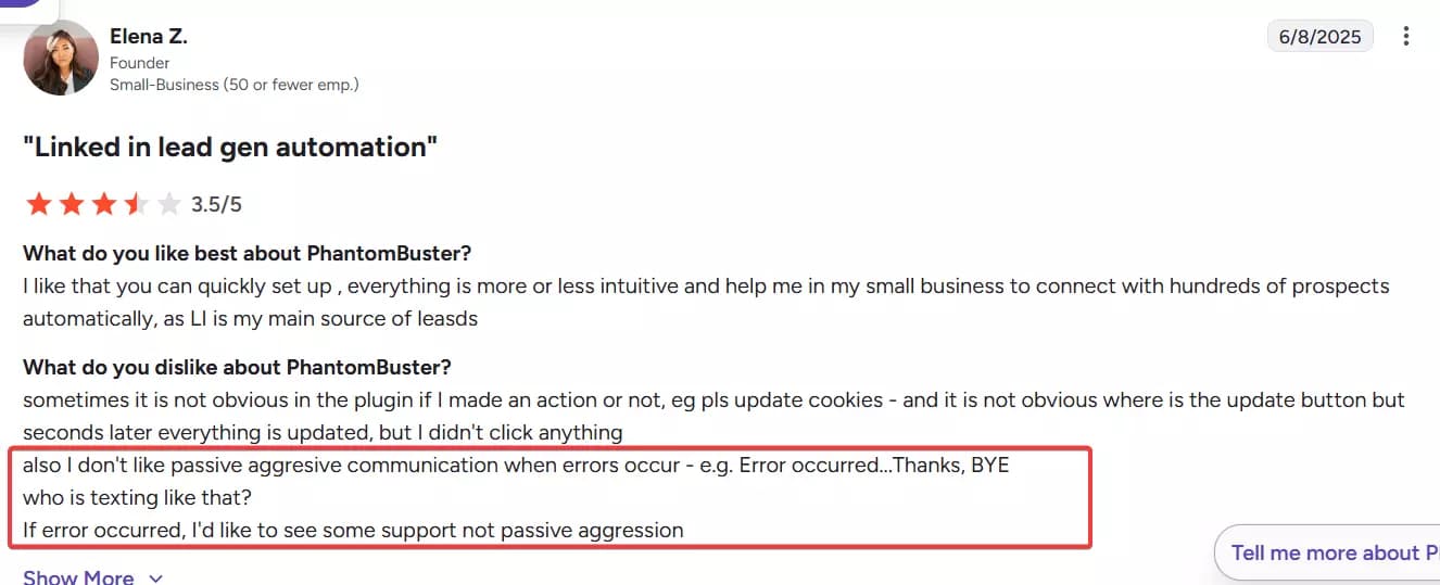 6 best Lobstr.io alternatives - What sucks about Phantombuster image26