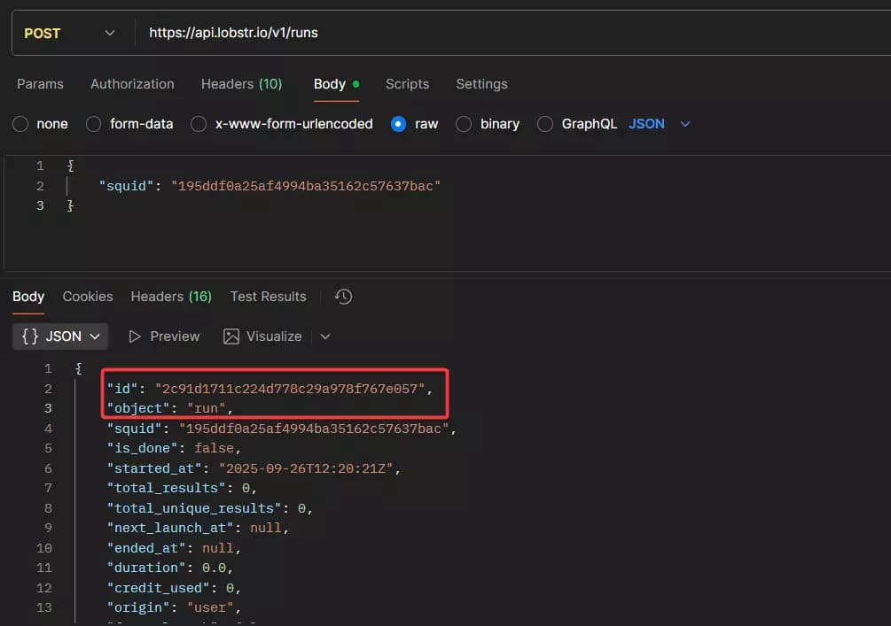 How to use Lobstr.io’s Vinted Product Scraper API? - Running the Vinted Product Scraper image25