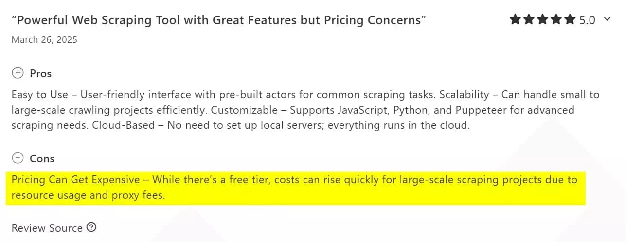 6 best Lobstr.io alternatives - What sucks about Apify image39
