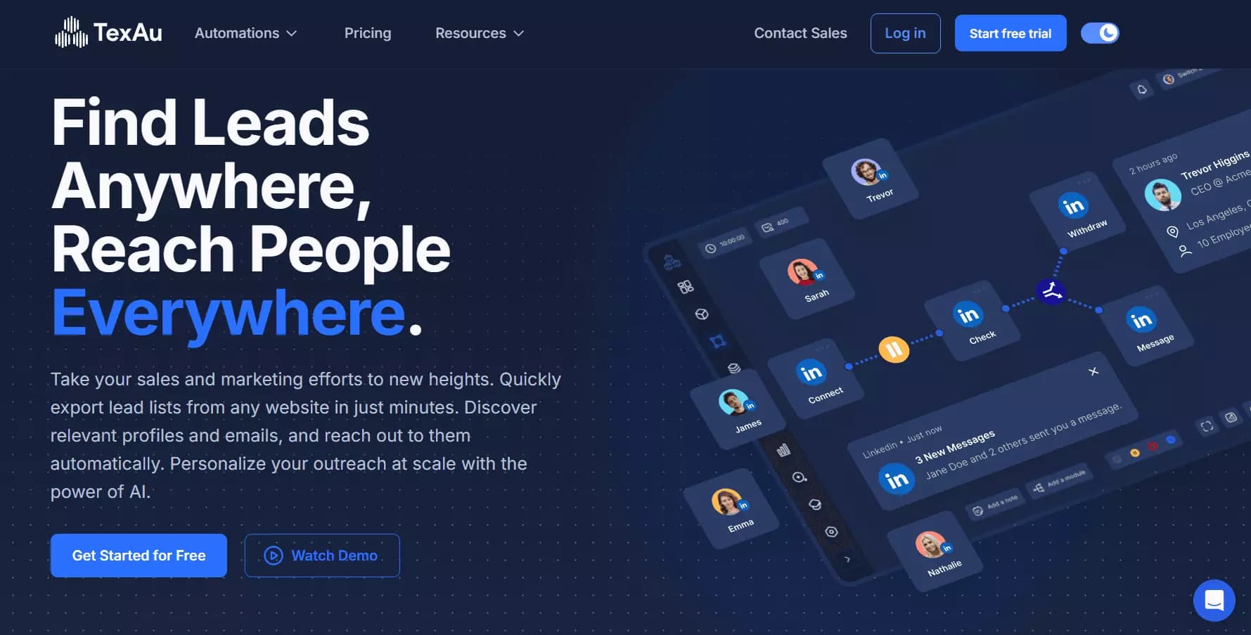 Best Phantombuster alternatives for LinkedIn automation - 1. TexAu