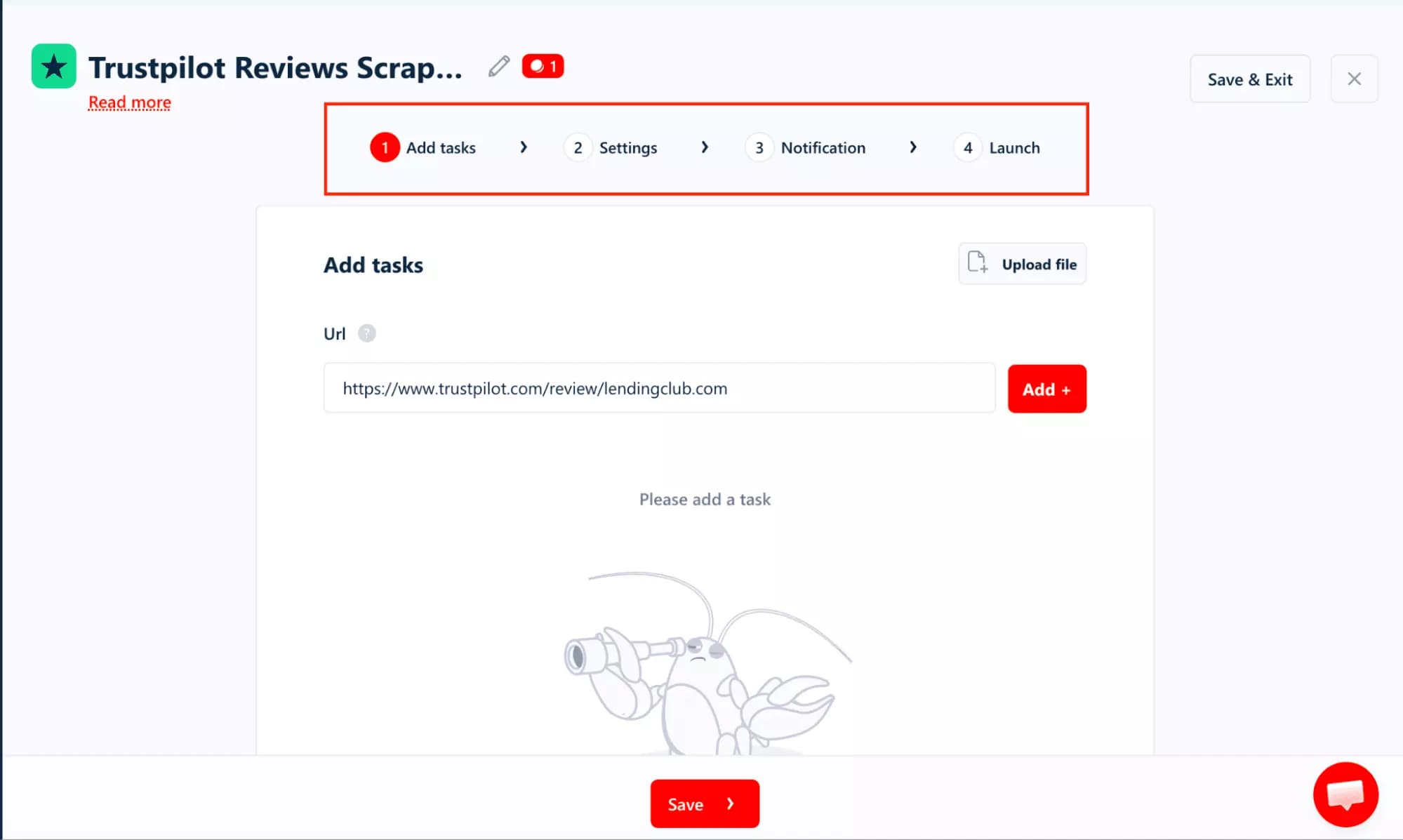 lobstr.io 4-step setup workflow