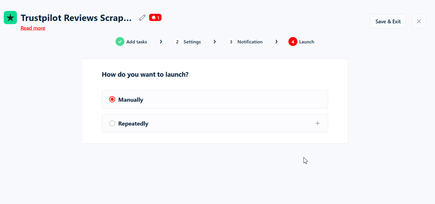 How to scrape Trustpilot reviews using Lobstr.io [Step by Step Guide] - Step 4: Launch image18