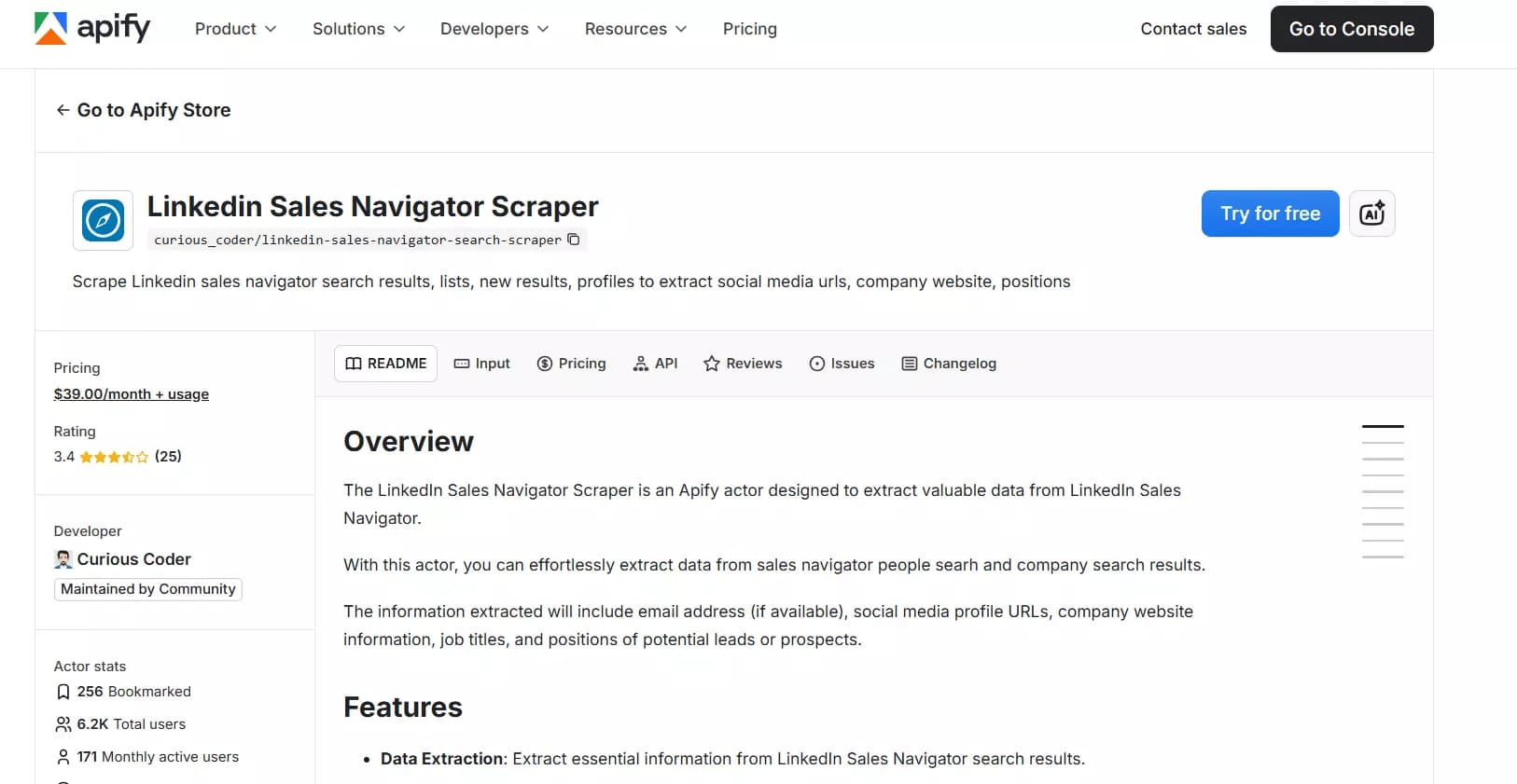 2 Sales Navigator companies scrapers that work but with caveats - 4. Apify