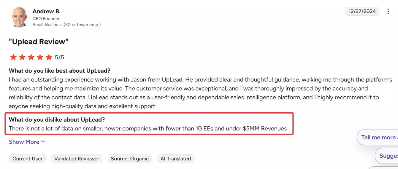 Top 10 B2B data providers - Features image16