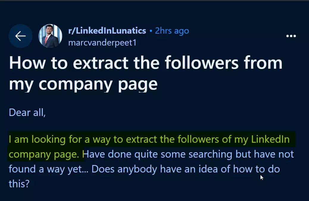 How to export followers from linkedin company page