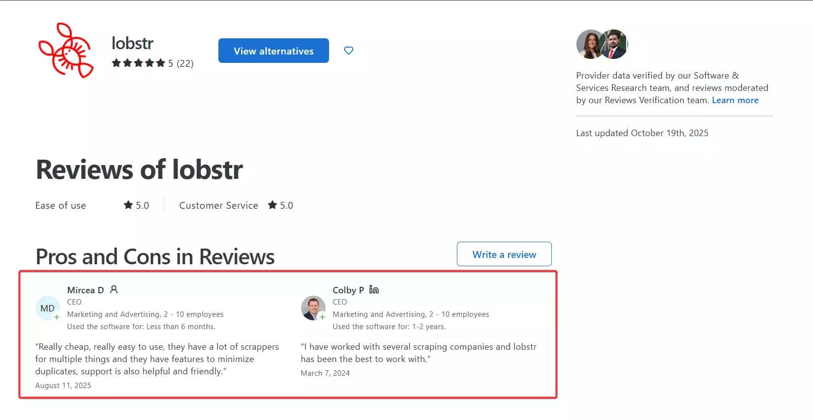 What do users say about Lobstr.io?