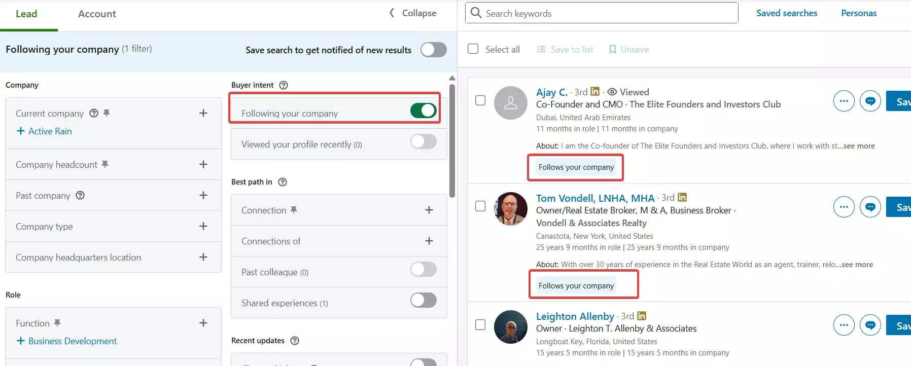 How to export followers from any LinkedIn company page - Step 2: Use advanced search filters to find followers image8