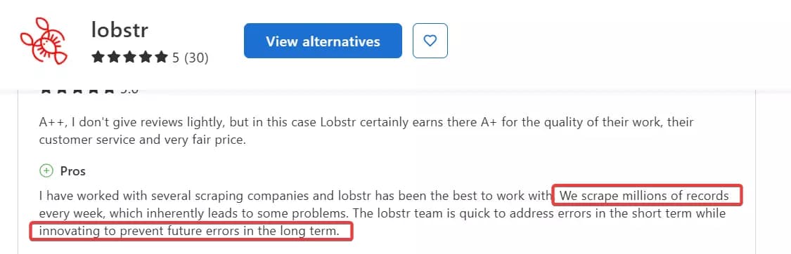 Lobstr.io: Best Outscraper Alternative - Sustainability