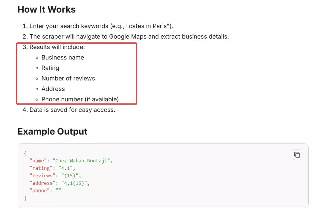 How to scrape Google Maps data at scale affordably? - The smarter way: Using a 3rd-party Google Maps scraper image11