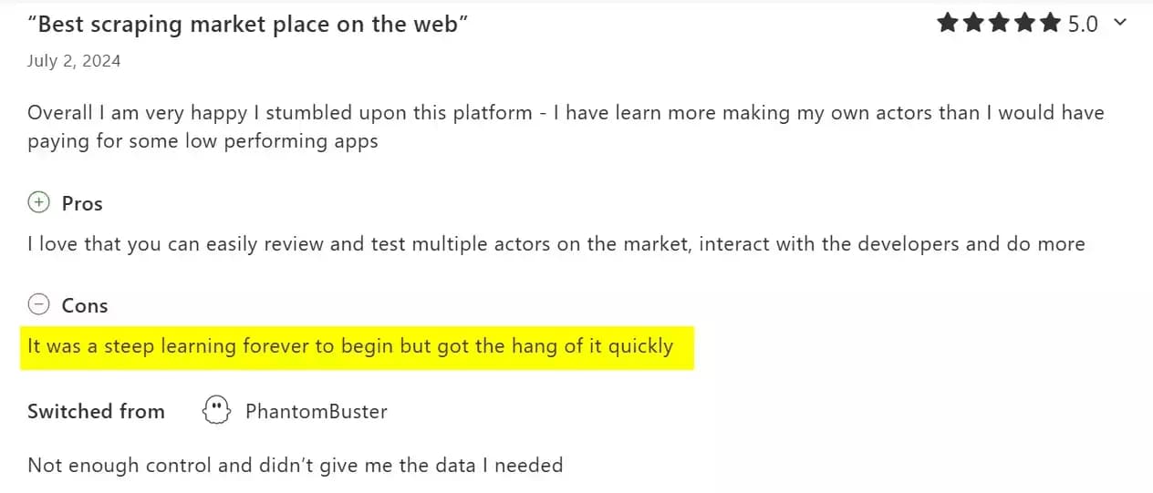 6 best Lobstr.io alternatives - What sucks about Apify image40