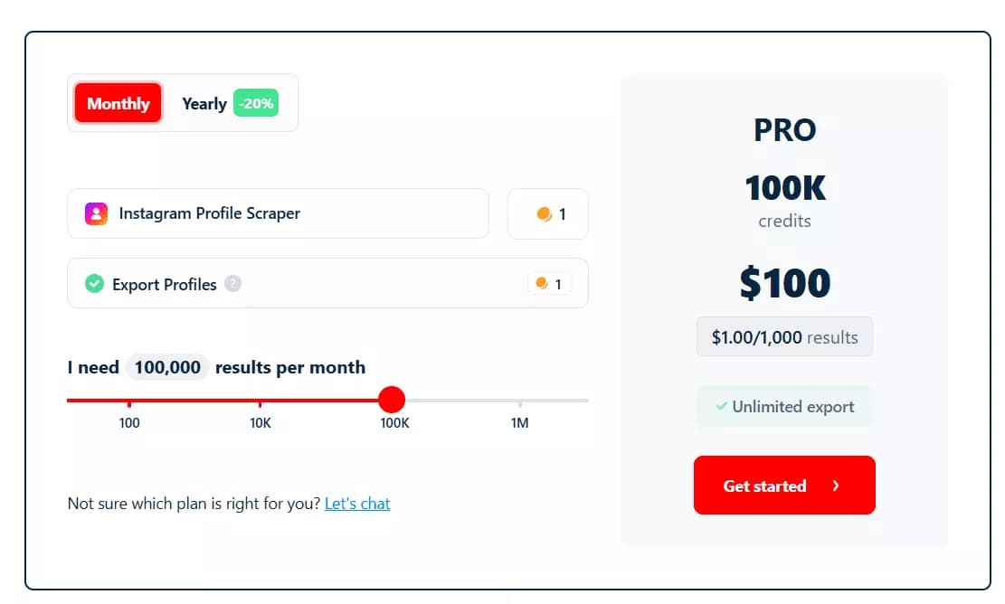 2 ways to scrape Instagram profiles - Pricing image14