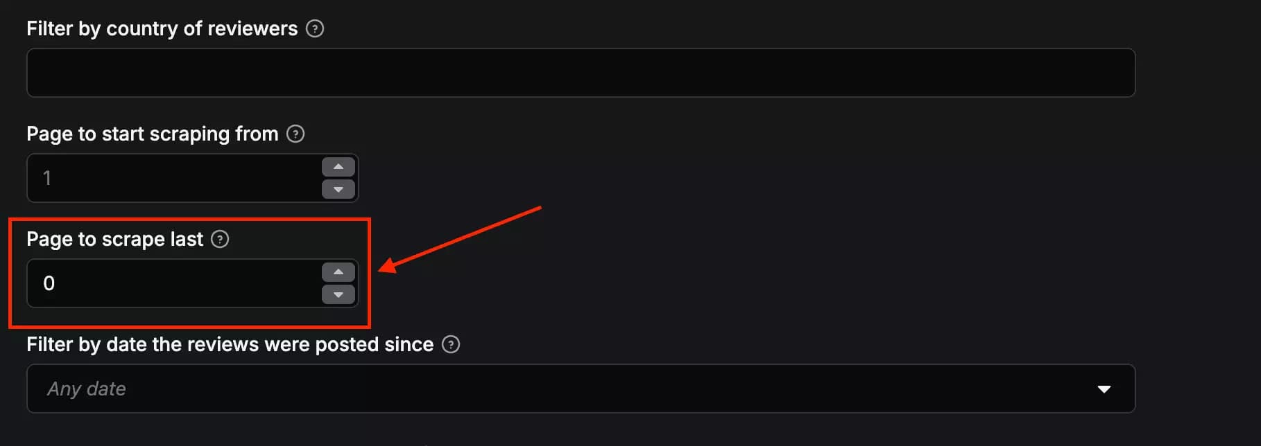 Apify last page number field