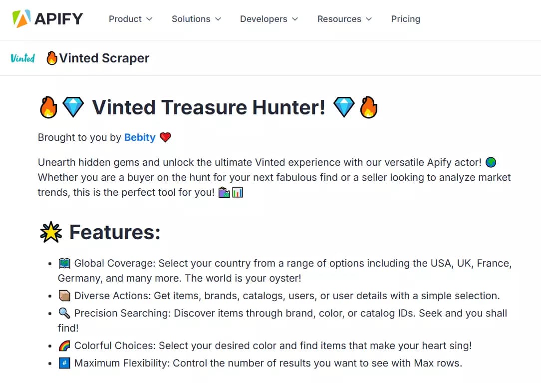 Best Vinted product scraping bot - Apify image7