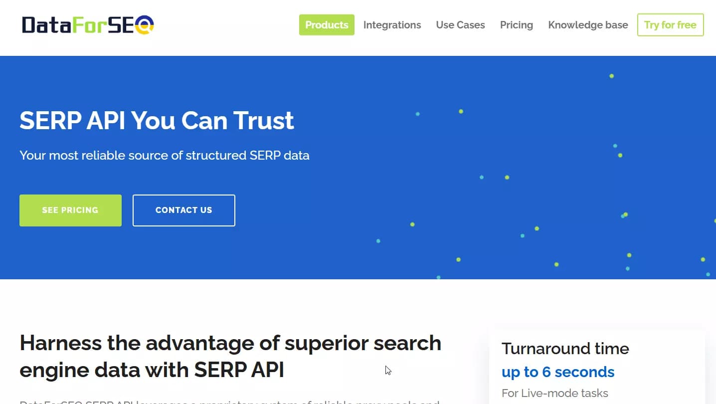 5 Best Google rank tracking APIs compared - 4. Data for SEO