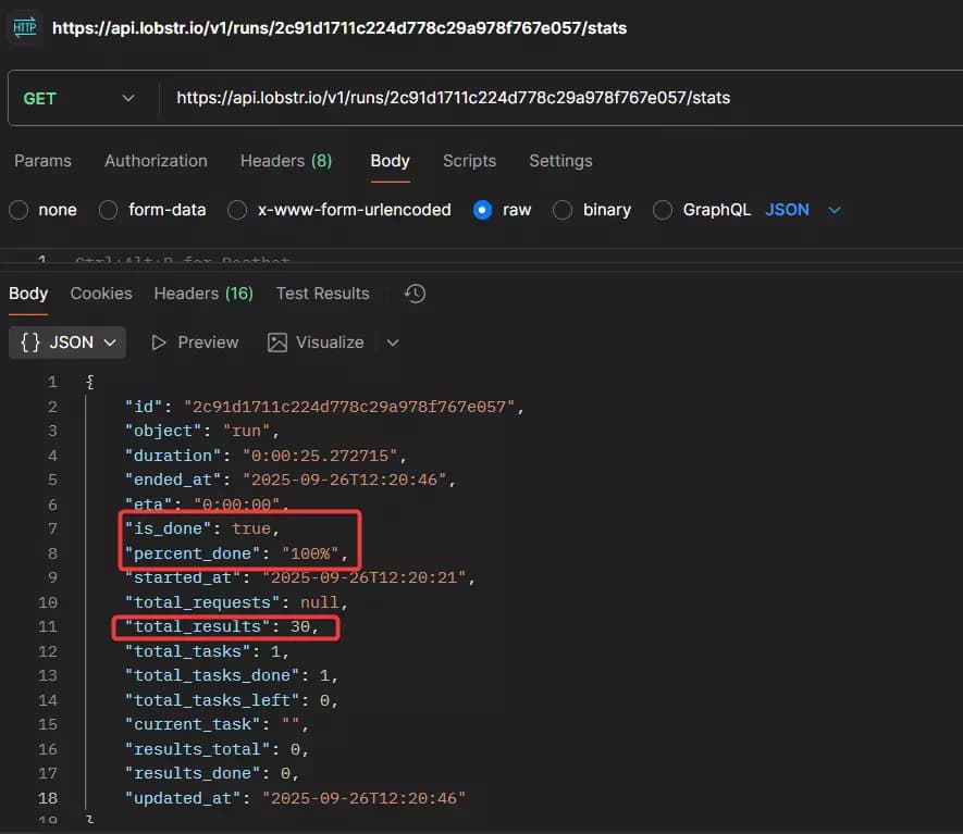 How to use Lobstr.io’s Vinted Product Scraper API? - Running the Vinted Product Scraper image26