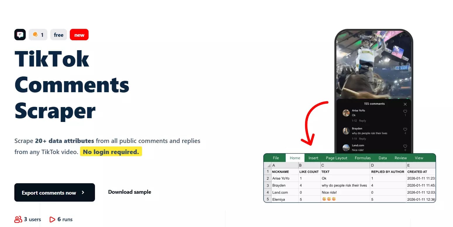 __Update #2 – 5 new scrapers launched 🚀__ - __TikTok Comments Scraper 💬__
