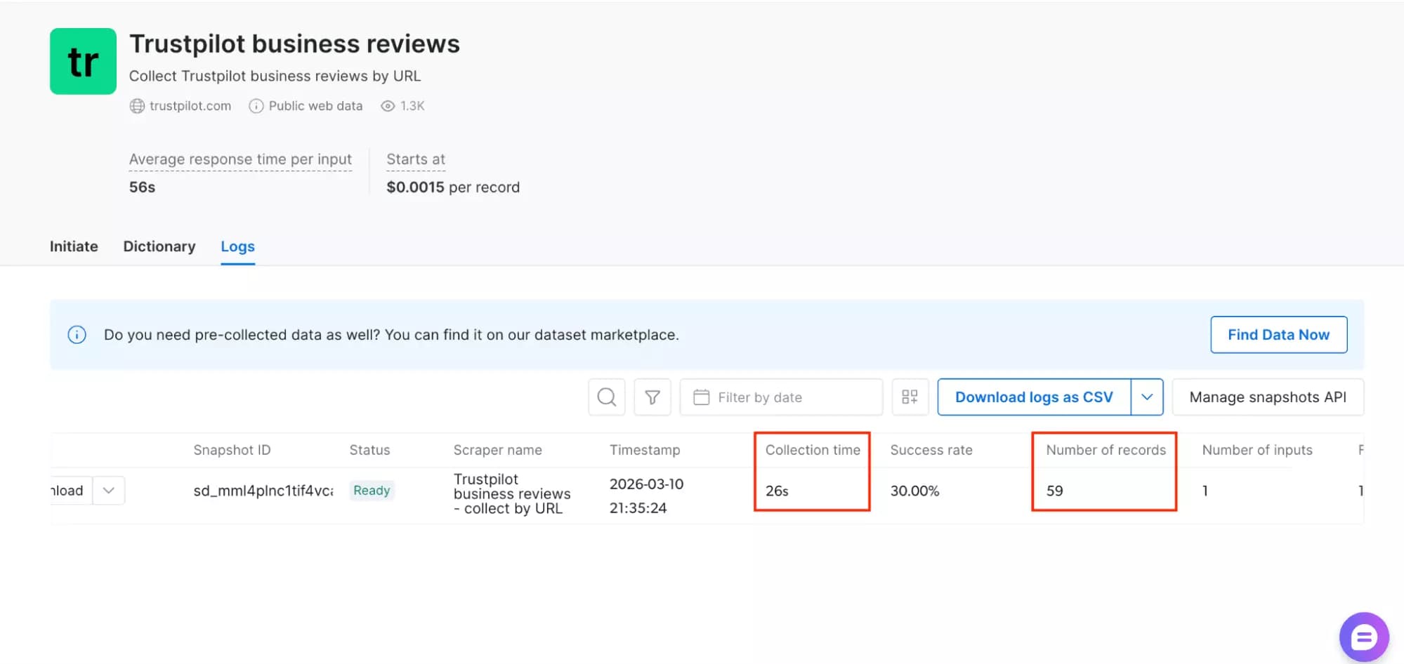 Brightdata speed test result