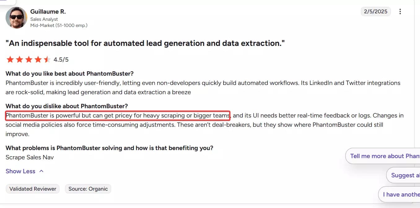 6 best Lobstr.io alternatives - What sucks about Phantombuster image24