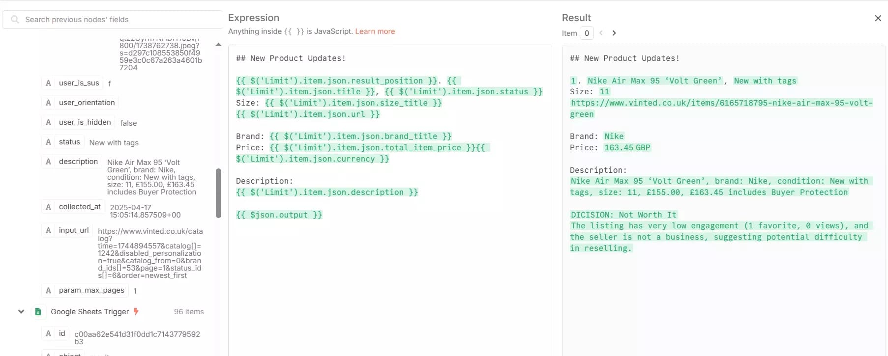 Building an AI Agent to automate Vinted Reselling - Configuring AI agent image39