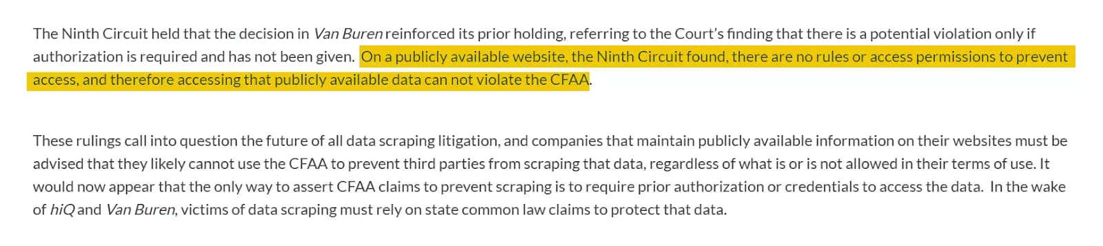 Ninth Circuit Court ruling on web scraping