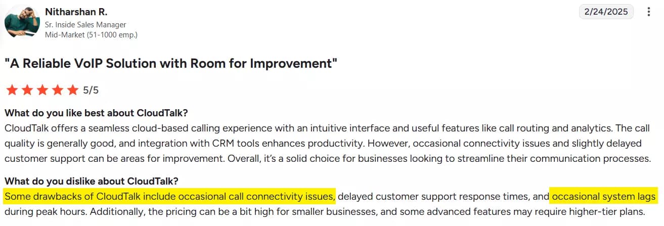 4 Best cold calling software of 2025 - Connect rate and call quality image22