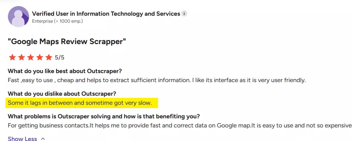 6 best Lobstr.io alternatives - What sucks about Outscraper image51
