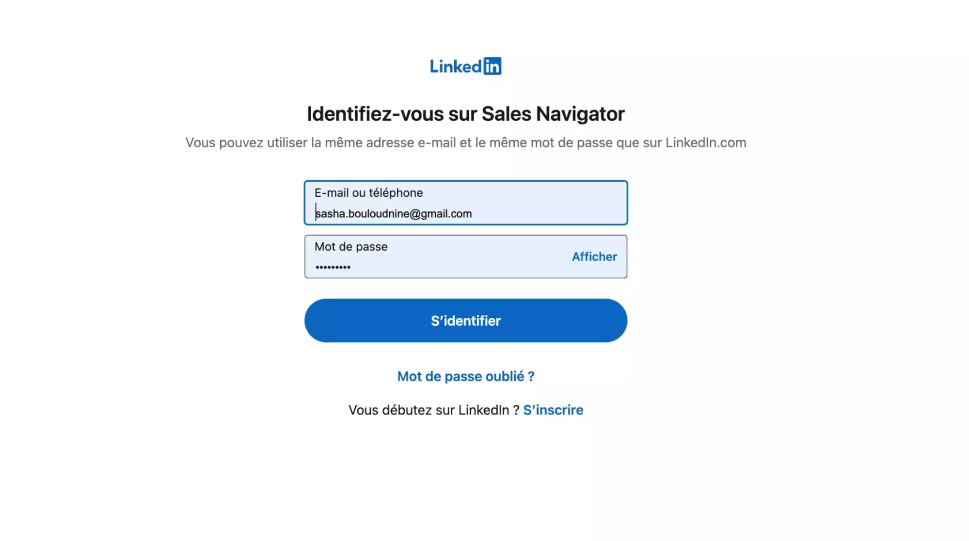 Login on Sales Navigator