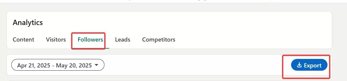 Does LinkedIn allow you to export company page followers? image2