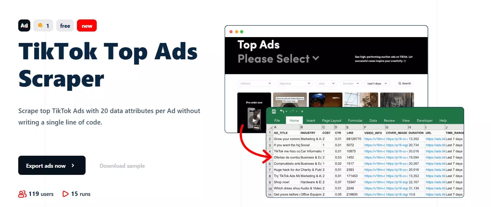 Update #3 – The TikTok Top Ads Scraper is back