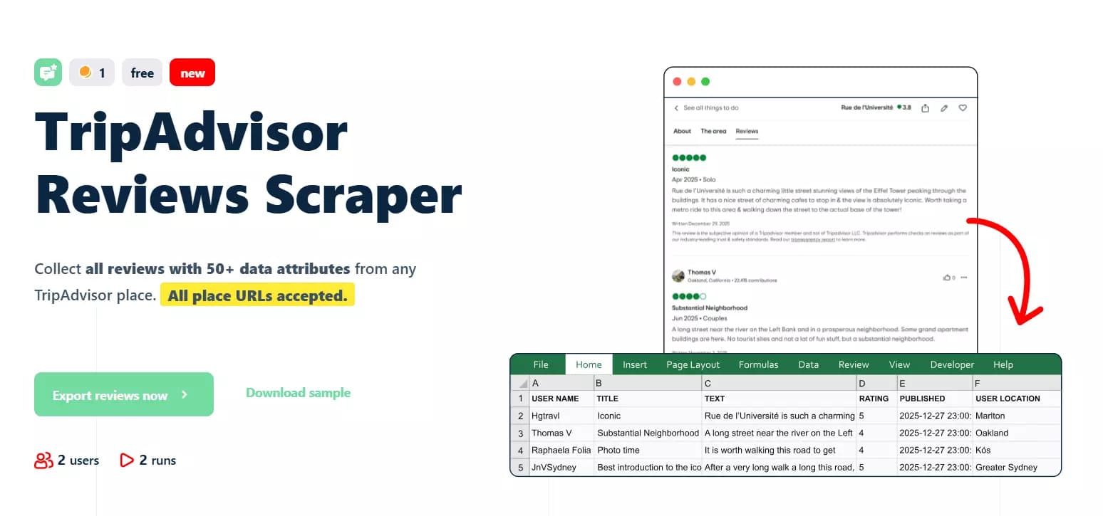 __Update #2 – 5 new scrapers launched 🚀__ - __TripAdvisor Reviews Scraper ⭐__