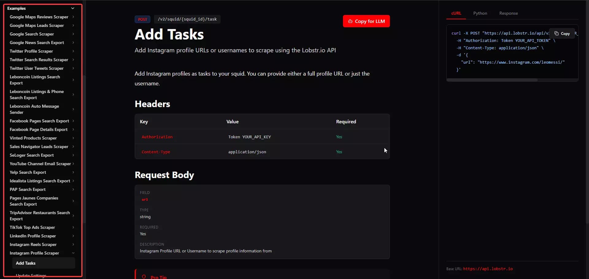 How to scrape Instagram Profiles using Lobstr.io API [Full code]