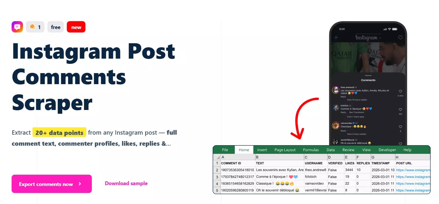 Update #1 – 5 new scrapers launched 🚀 - Instagram Post Comments Scraper 💬