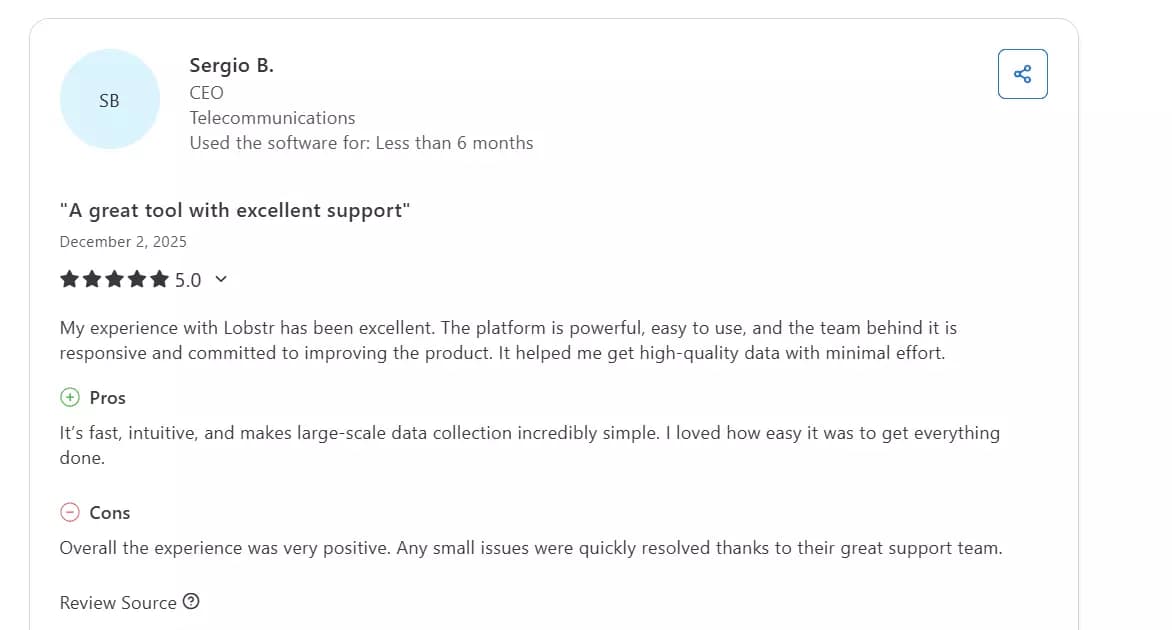 Lobstr.io: Best Outscraper Alternative - Support image27