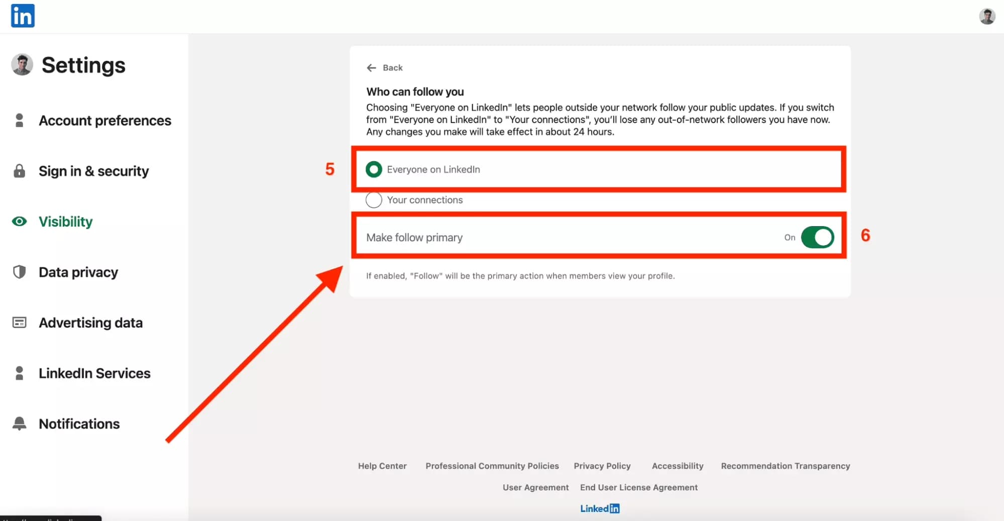 linkedin make follow primary settings - image15.png