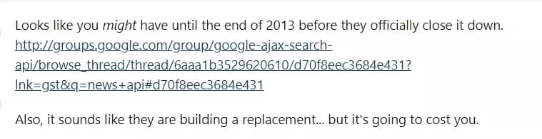 StackoverFlow answer stating Google has no official news API anymore