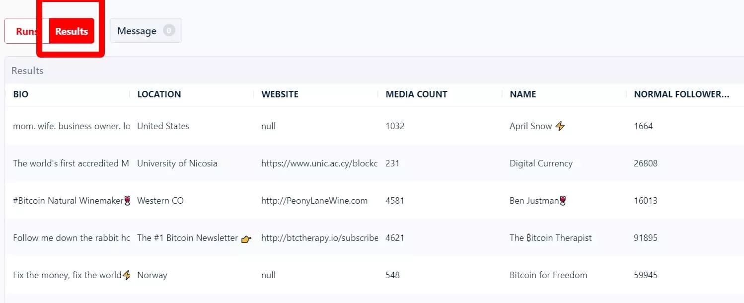 twitter profile scraper live results - image4.png