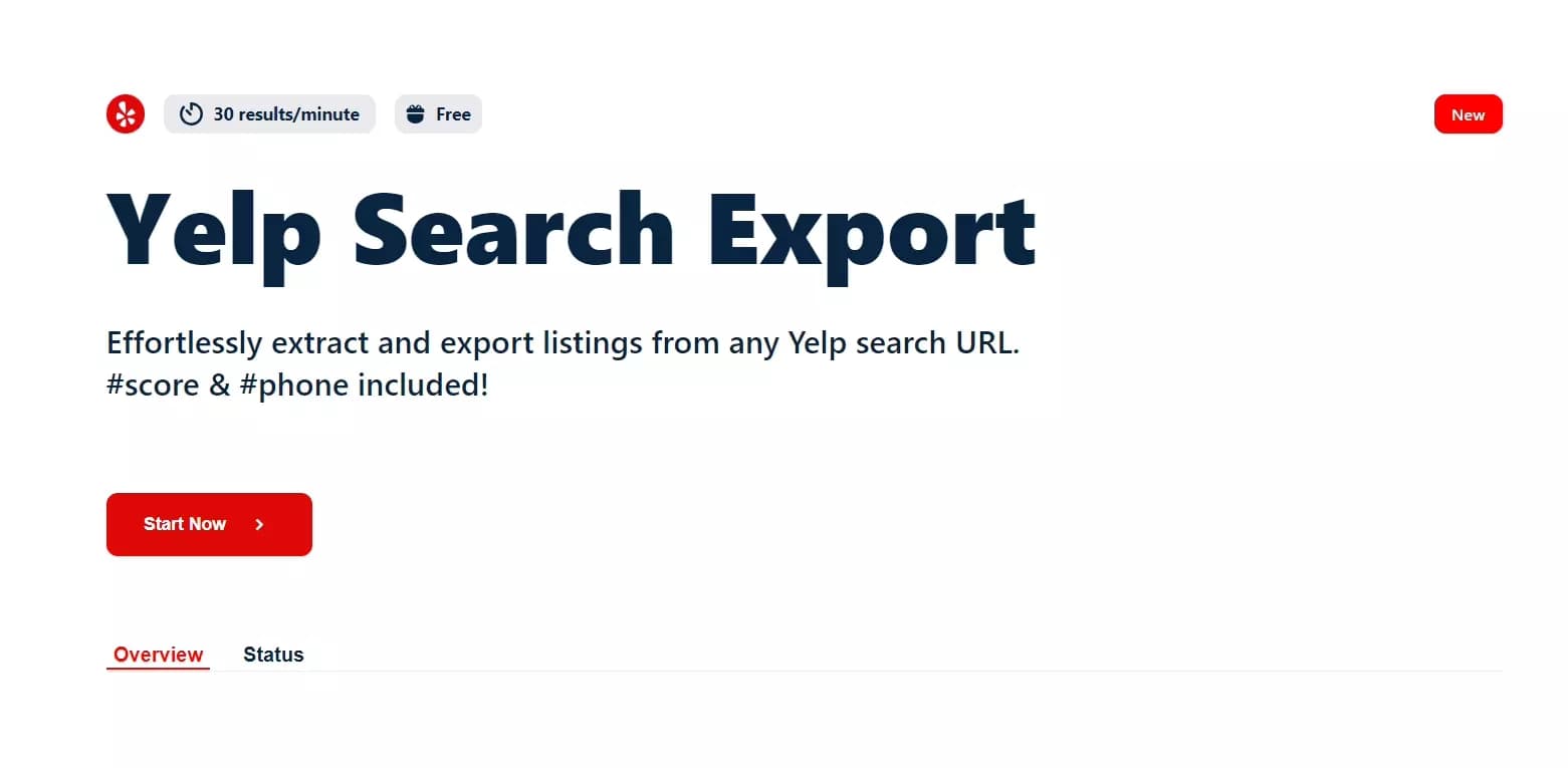 Exportation de recherche Yelp
