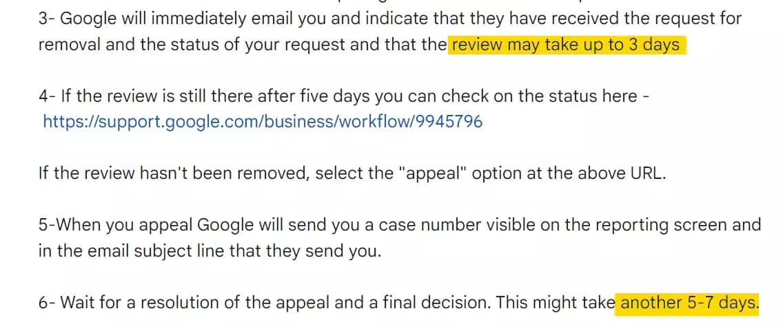 google review duration