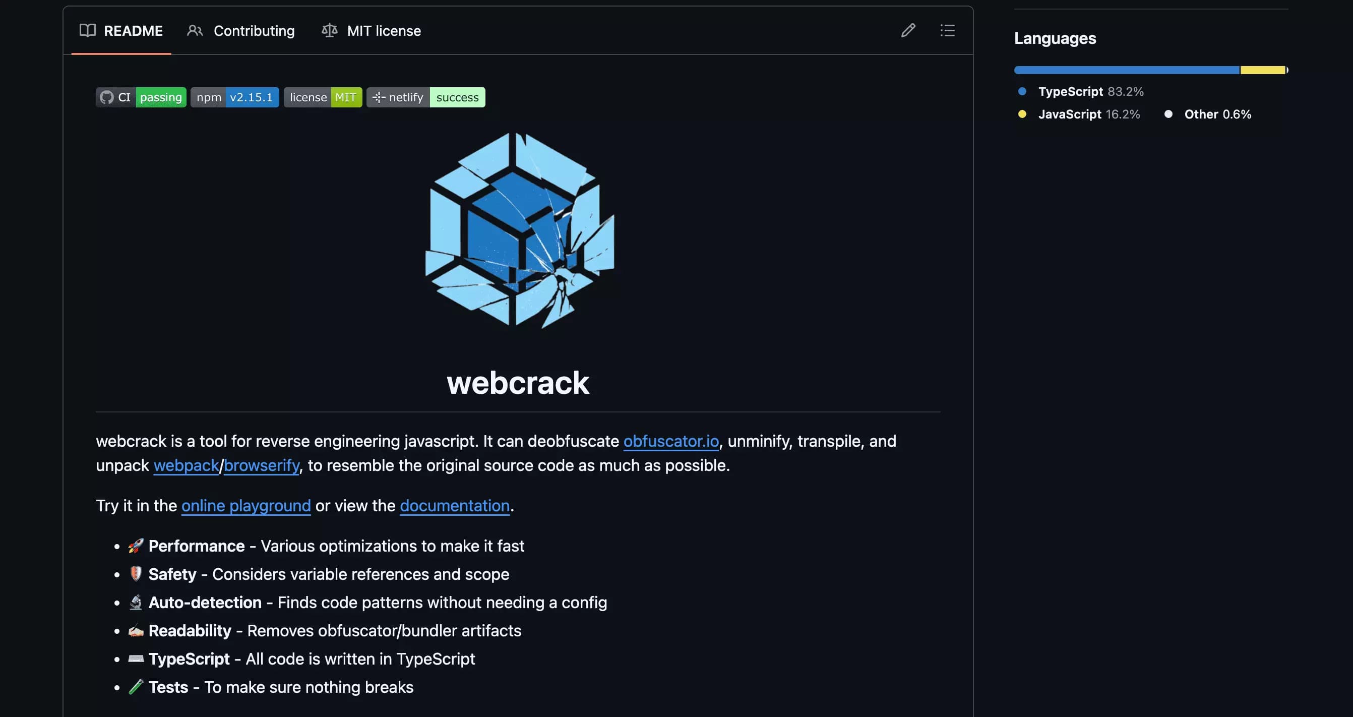 Webcrack github page