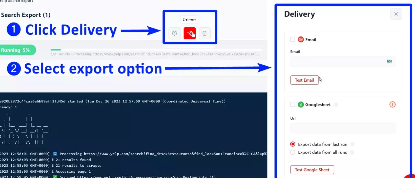 configure delivery settings