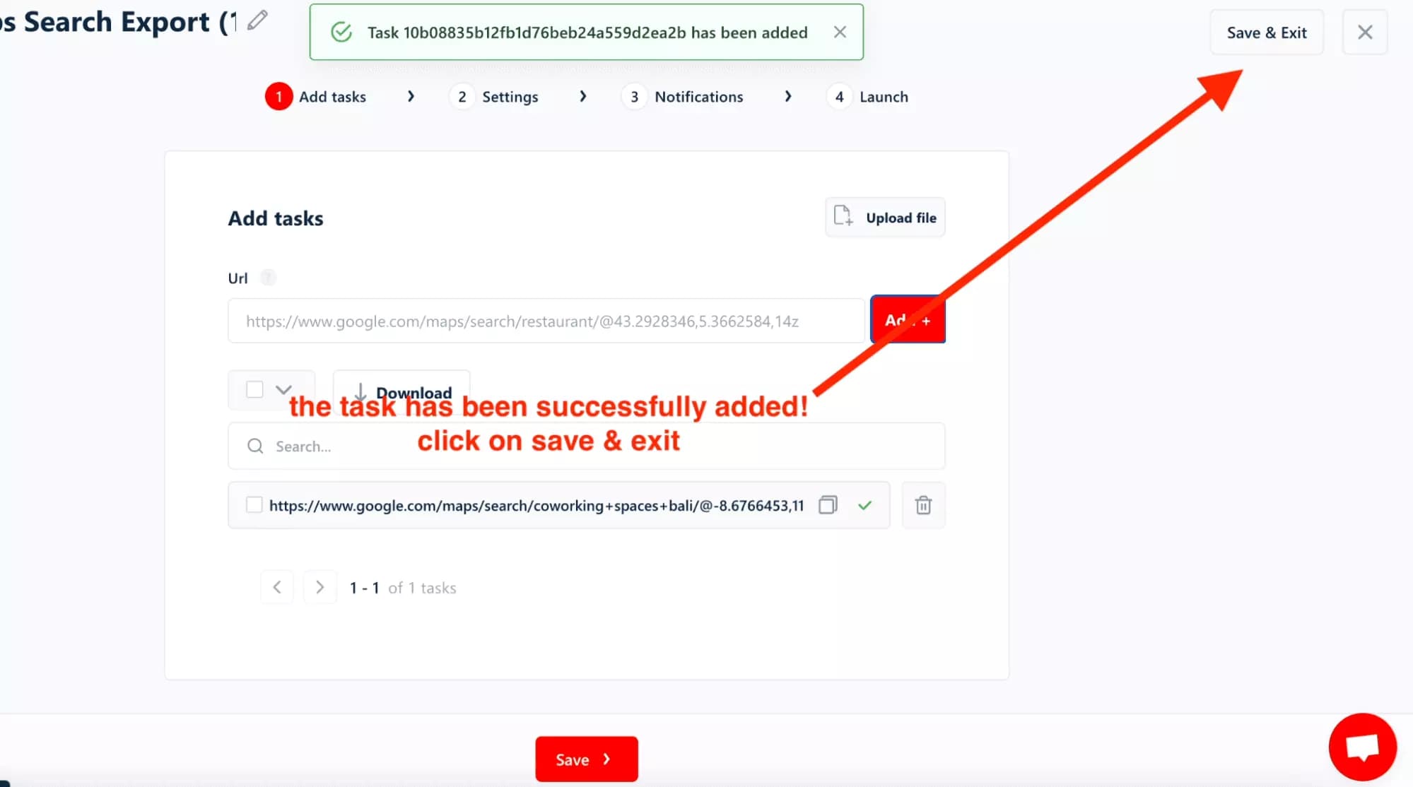 click on save & exit lobstr create squid - image7.png