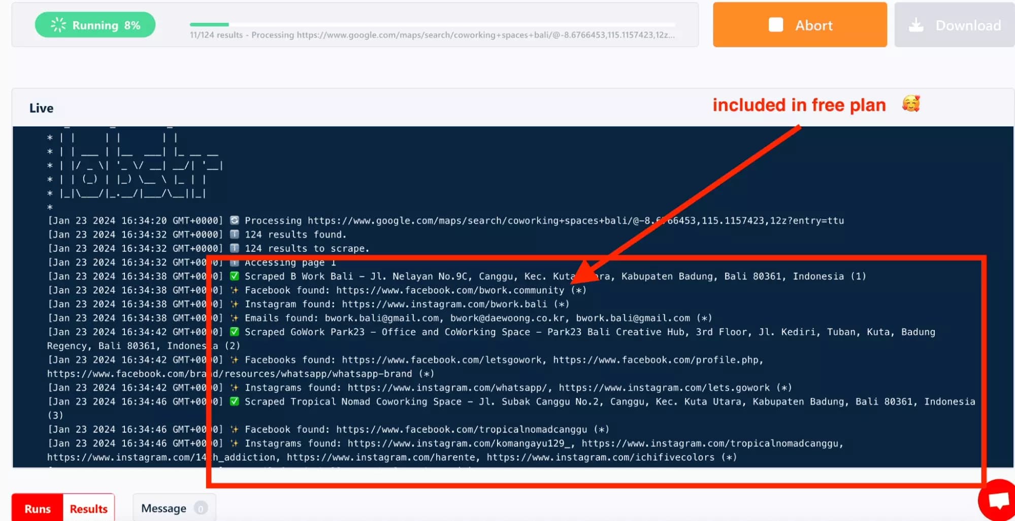 emails included in free plan lobstr google maps search export - image27.png