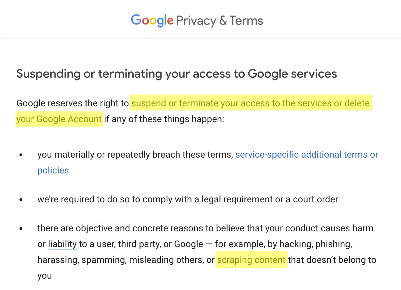 google can terminate your account if you scrape data terms of use - image21.png