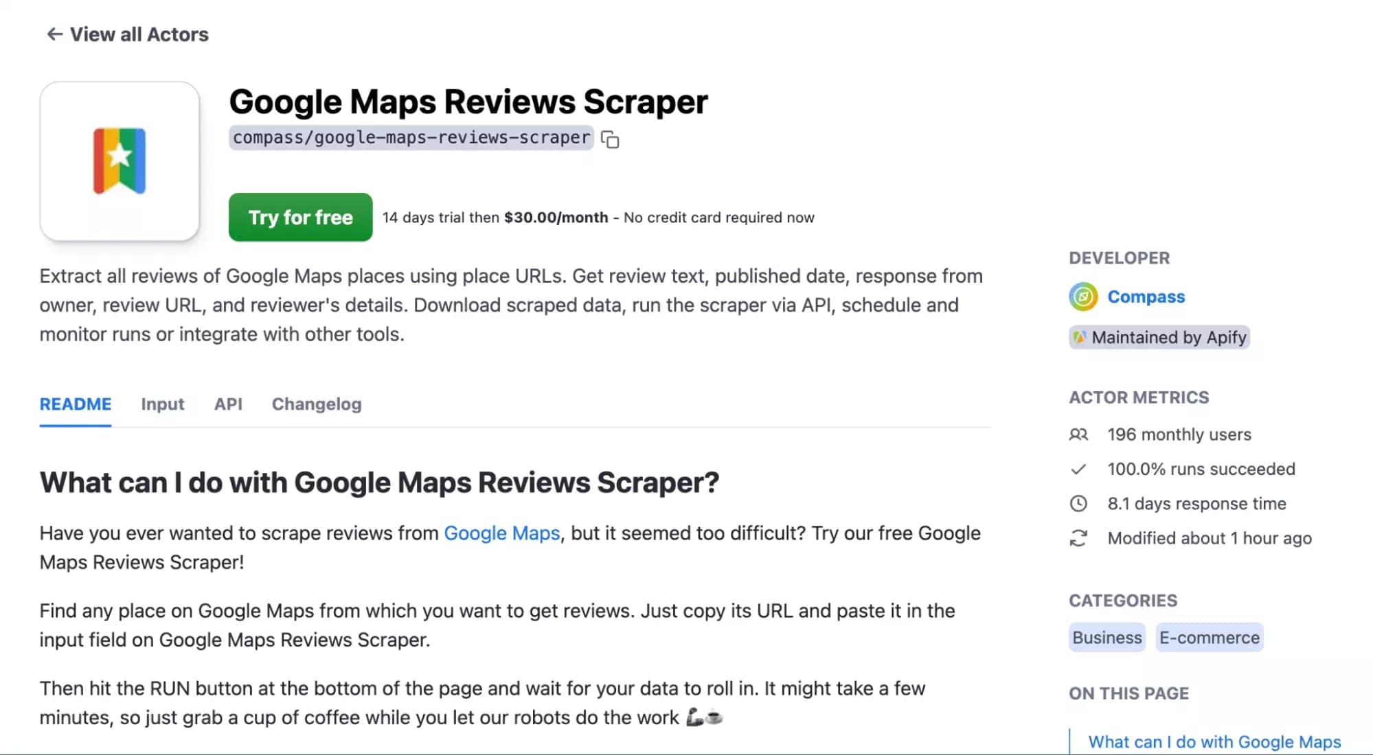 google maps reviews scraper apify product page - image10.png